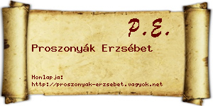Proszonyák Erzsébet névjegykártya